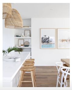 the kitchen is clean and ready to be used as a dining room or living room