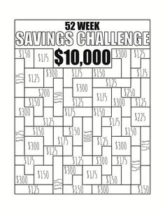 a black and white image with the words savings challenge $ 10, 000 on it