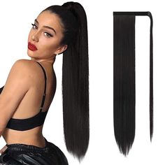 PRICES MAY VARY. Long straight ponytail extension. Weight: 5.64 oz. Length: 30 inch. Color: Jet Black. Natural straight texture. Hair extensions ponytail is made of premium synthetic fibers which looks human hair and feel softer and smoother. And can be ironed between 270℉ and 301℉. Easy to Use: Hair ponytails is the simplest and quickest extensions to apply. Magic paste wrap around ponytail is more convenient and easier to wear. You could have longer, thicker, more voluminous beautiful hair in Long Straight Ponytail, Diy Ponytail, Wrap Around Ponytail, Long Ponytail, Ponytail Hair Piece, Hair Extensions Clip, Extensions Clip In, Wavy Ponytail, Hair Extension Clips