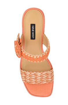 Woven straps bring abundant texture to a closet-staple sandal set on a just-right block heel. 2 1/4" heel Adjustable strap with buckle closure Synthetic upper, lining and sole Imported Orange Heels, Orange Fits, Straw Bags, Perfume Gift Sets, Flip Flop Slippers, Designer Crossbody Bags, Fragrance Design, Sandals Brands, Sweaters And Leggings