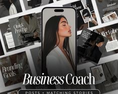 the cover of business coach magazine with images of women's hair and makeup products