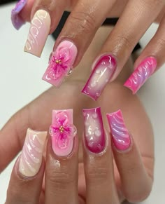 Acrylic Nails Coffin Short, Nails Pink, Pink Acrylic Nails, Square Acrylic Nails, Fire Nails, Funky Nails, Pretty Acrylic Nails