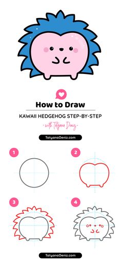 how to draw kawai hedgehog step - by - step instructions for beginners