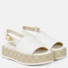 Brand New No Box Gucci Womas Sandals Gucci Sandals, Canvas Sandals, Dr Shoes, White Rainbow, Shoe Closet, Pretty Shoes, Slingback Sandal, Gucci Shoes, Ankle Straps