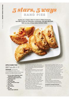 an advertisement for apple hand pies with the title 5 stars, 5 ways hands - free