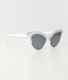 Unique Vintage White & Silver Half Rim Cat Eye Sunglasses White Vintage Sunglasses, White Retro Sunglasses, 1950s Accessories, 2023 Wishlist, Classic Cat Eye, Unique Sunglasses, Old Hollywood Glam, White Sunglasses, Bach Party