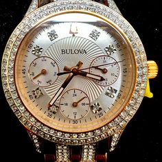 Bulova Women Watch Stones On The Band And Face See Pictures, All Offers Considered Rose Gold Diamond Watch With Rhinestones For Gift, Rose Gold Watch With Rhinestones As Gift, Rose Gold Watches With Rhinestones For Gifts, Rose Gold Rhinestone Watch As Gift, Elegant Rose Gold Diamond Watch With Rhinestones, Elegant Rose Gold Watches With Rhinestones, Formal Pink Diamond Watch With Diamond Hour Markers, Formal Watches With Rhinestones, Pink Diamond Watch For Formal Occasions