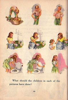 an old children's book with pictures of women and babies in different stages of life