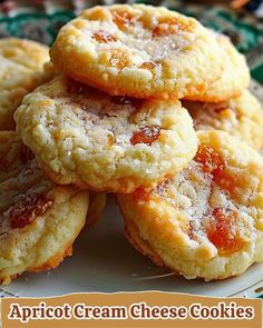 apricot cream cheese cookies stacked on top of each other