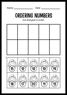 the ordering numbers worksheet for children to learn how to count and place them in order