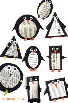 penguins made out of book pages and paper