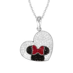 Add a touch of Disney magic to your ensemble with the enchanting Disney Minnie Mouse Stainless Steel Crystal Heart Necklace. This beautifully designed necklace features a gleaming heart pendant adorned with sparkling crystals, creating a stunning centerpiece that captures the essence of Minnie Mouse's timeless charm. Crafted from high-quality stainless steel, this necklace is not only durable but also resistant to tarnish, ensuring long-lasting beauty. The adjustable chain allows for a customiza Minnie Mouse Silhouette, Crystal Heart Necklace, Horse Necklace, Disney Gift, Disney Jewelry, Girls Necklaces, Red Crystals, Stainless Steel Pendant, Sparkling Crystal