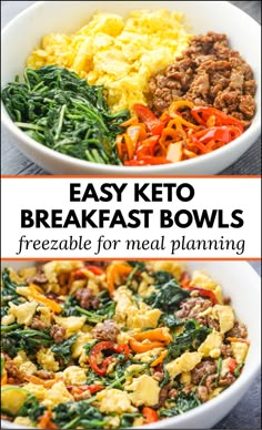 Keto Breakfast Bowls, Egg Keto Breakfast, Quick Low Carb Breakfast, Easy Keto Breakfast, Keto Quiche, Breakfast Bowls Recipe, Desayuno Keto, Breakfast Low Carb, Keto Pancakes