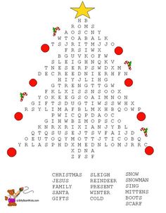 a christmas tree word search is shown