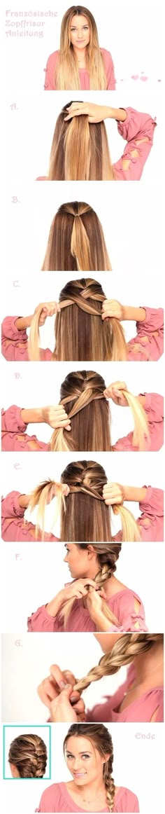 Easy Braided Hairstyles Tutorials: Trendy Hairstyle for Straight Long Hair by AislingH Braid Tutorials, Teen's Hairstyles, Braids Short, Braids Tutorial, Hair French, Braids Black, 5 Minute Hairstyles, French Braids, French Braid Hairstyles