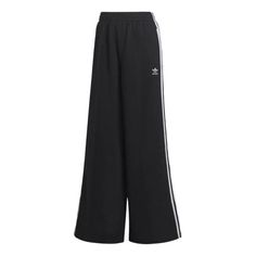 adidas Originals Adicolor Classics Wide Leg Joggers 'Black' IB5911 Sporty Adidas Bottoms With Logo, Casual Adidas Joggers With Logo, Casual Adidas Bottoms For Sports, Casual Sports Pants With Three Stripes Branding, Adidas Three Stripes Pants For Streetwear, Casual Adidas Sweatpants For Sports, Adidas Athleisure Pants For Streetwear, Adidas Sportswear Sweatpants For Streetwear, Adidas Sweatpants For Streetwear