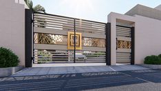 a modern gated entrance to a house