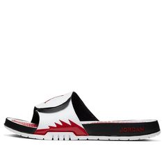 Air Jordan Hydro 5 Retro Slide 'White Fire Red' 555501-101 - KICKS CREW Red Cushioned Slides For Streetwear, Casual Red Slides For Outdoor, Casual White Slides For Outdoor, Sporty White Slides For Sports, White Sporty Slides For Outdoor, Red Fire, Nike Jordan, New Shoes, Air Jordan