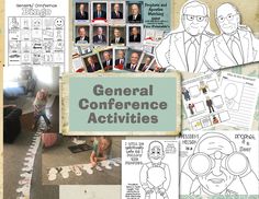 a collage of photos with the words general conference activities on it and pictures of people in suits