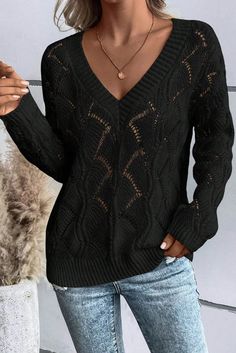 Features: Openwork Stretch: Slightly stretchy Material composition: 48% acrylic, 42% polyamide, 10% wool Care instructions: Machine wash cold. Tumble dry low. Imported Size US Bust Shoulder Sleeve Length Top Length S 4 40.6 22.4 18.9 24.8 M 6/8 42.9 23.6 18.9 25.6 L 10/12 45.3 24.8 18.9 26.4 XL 14/16 48.4 26.4 18.9 27.2 About Us: Welcome to Lizzie's! We hope you find unique pieces you'll love for years! We've been in the fashion business since 2016. You'll love our products and more importantly Oversize Pullover, Pullover Mode, Elegant Sweater, Winter Pullover, Estilo Chic, Drop Shoulder Sweaters, Sweater Fashion, Knitted Pullover, Stretchy Material