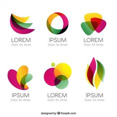 abstract logo templates with different shapes and colors in the form of leaves, circles