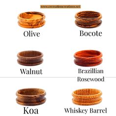 different types of wooden bracelets with names