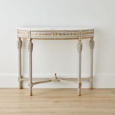 Louis XVI Demilune with Carved Leaf Details - Caitlin Wilson Design French Chateau Home, Round Entry Table, French Console Table, Luxury Console Table, Entry Table, Carrara Marble, Louis Xvi, Apartment Interior Design, Apartment Interior