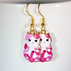 Cute Kitty Cat Charm Earrings Hypo Allergenic Earrings Cat - Etsy Cute Cat Design Dangle Earrings, Cute Cat Design Drop Earrings, Cute Cat Ears Earrings With Cat Print, Cat Design Earrings With Cat Ears For Gifts, Cat Design Earrings With Cat Ears Shape For Gift, Cute Cat Design Earrings For Gift, Pink Cat Design Earrings With Cat Ears Shape, Cute Cat Design Earrings As Gift, Cat Design Earrings With Cat Ears