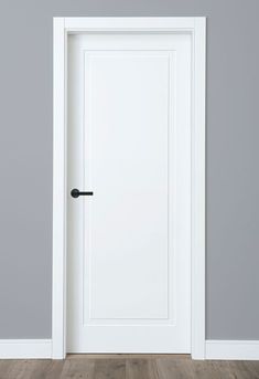 an open white door in a gray room