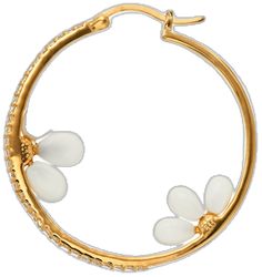 Floral Hoops, White Agate, Cubic Zirconia, Agate, Hoop Earrings, Floral, Silver, Gold, White