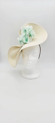 Free EXPRESS 1-2 Day Shipping NOELLE Cream Fascinator Aqua | Etsy Cream Costume Hat For Kentucky Derby Garden Party, Cream Adjustable Fascinator For Spring, Cream Fascinator For Spring Garden Party, Spring Cream Fascinator For Garden Party, Cream Curved Brim Fascinator For Garden Party, Fitted Cream Headpiece For Spring, Adjustable Cream Headpiece For Garden Party, White Wide Brim Fascinator For Garden Party, Spring Formal White Mini Hat