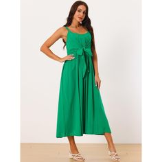 Designed with an adjustable strap, this midi dress allows you to adjust the strap to fit you well. This dress will flatter any body shape, making it a timeless addition to any wardrobe. This Boho dress can make you stand out in the crowd. Casual midi dress is perfect for casual, daily, vacations, beach, holidays, weddings, office, family gatherings, etc. Casual Solid Color Beach Sundress, Solid Color Sleeveless Summer Dress For Beach, Sleeveless Solid Color Summer Dress For Beach, Solid Color Sleeveless Summer Beach Dress, Green Casual Maxi Dress For Beach Season, Solid Color Sleeveless Dress For Beach Vacation, Sleeveless Solid Color Dress For Beach Vacation, Beach Season Solid Color Sleeveless Dress, Solid Color Sleeveless Dress For Beach Season