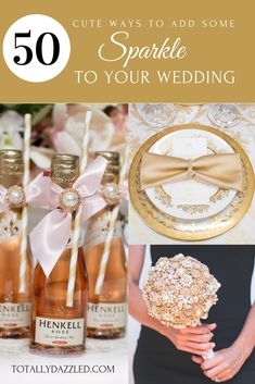 the words sparkle to your wedding are in gold and white