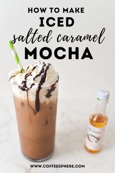 Iced Coffee With Caramel Syrup, Iced Caramel Mocha Recipe, Javy Coffee Recipes, Salted Caramel Mocha Frappuccino, Caramel Coffee Recipe, Starbucks Salted Caramel Mocha, Salted Caramel Iced Coffee, Iced Mocha Recipe, Easy Coffee Drinks Recipes