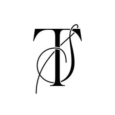 the letter t is made up of two intersecting lines and has an elegant design on it