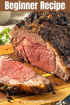 a large piece of meat sitting on top of a wooden cutting board