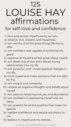 louise hay affirmations for self-love Repeat Daily, Louise Hay Affirmations, Empowering Affirmations, Morning Prayer Quotes, Positive Mantras, Energy Healing Spirituality, Inspiring Words, Affirmations For Happiness, Louise Hay