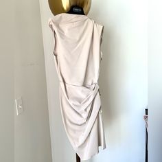 Never Been Worn! Gorgeous Rouching, Figure Flattering. Above The Knee. Zipper At The Shoulder And Along The Side. Beautiful Interior. Light Snags At The Front As Shown. Fits Like A 0/2 Beige Dress, Beige Dresses, Beautiful Interiors, Above The Knee, Lanvin, The Knee, Womens Dresses, Zipper, Cream