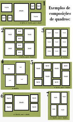 an image of some sort of frames with different sizes and shapes, including the numbers in each