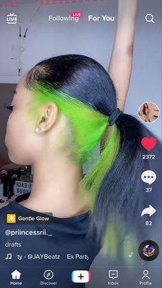 Lime Green Peekaboo Hair, Skunk Stripe Black Women, Green Peekaboo Hair