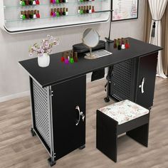 This Deluxe Extra-Large Steel-Frame Manicure Table Is Exactly What You Need For The Manicure Station At Your Upscale Salon Or Spa. The Extra Thick Pad Offers Maximum Comfort To Your Clients. The Locking Cabinet Holds 5 Removable Easy-Clean Plastic Drawers So You Can Securely Store All Your Polishes, Chemicals, And Tools. This Nail Table Also Comes With An Electric Downdraft Nail Vent So You Can Minimize Dust When Filing And Suck Away Noxious Chemical Odors. Includes Electric Downdraft Nail Vent Nail Tech Table, Upscale Salon, Manicure Station, Nail Desk, Nail Table, Nails Elegant, Bright Lamp, Home Nail Salon, Drawer Table