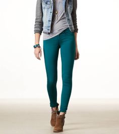 Teal Jeans Outfit, Teal Leggings Outfit, Outfits Leggins, Teal Jeans, Leggings Outfit Casual, Teal Leggings