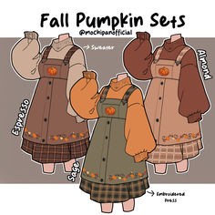 a paper doll with an orange pumpkin on it's chest and the words, fall pumpkin sets