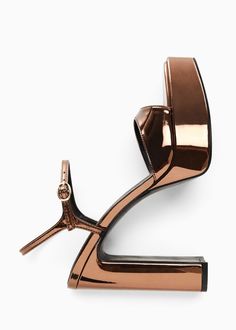 Metallic platform sandal - Woman | MANGO USA Metallic Heels, Girly Shoes, Ankle Bracelet, Stiletto Pumps, Shoe Closet, Ankle Bracelets, The Outfit, Platform Sandals, Bags Shoes