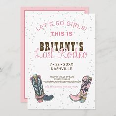 Fun Pink Last Rodeo Bachelorette Party Invitation
Celebrate the bride with this fun Rodeo inspired bachelorette party invitation. Nashville Bachelorette Weekend, Last Rodeo Bachelorette Party, Rodeo Bachelorette Party, Last Rodeo Bachelorette, Rodeo Bachelorette, Itinerary Invitation, Pink Bachelorette Party, Cowgirl Bachelorette Parties, Last Rodeo