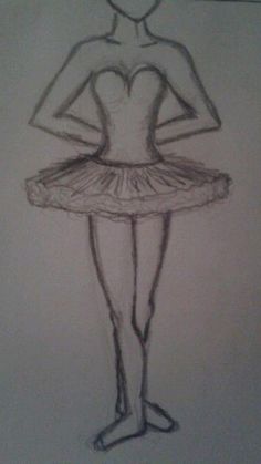 a drawing of a ballerina girl in a tutu and leotard skirt