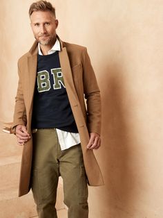 Athletic Monogram Logo Sweatshirt | Banana Republic Factory Rugby Fashion, School Tees, Fall Clothing, Logo Sweatshirt, Banana Republic Factory, Mens Fall, Fleece Sweatshirt, Monogram Logo, Military Jacket