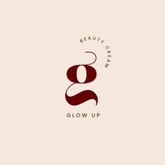 the logo for beauty cream glow up, which is red and white with black letters