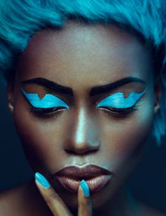 Talkies Magazine by Ivo de Kok. Beauty Photography Creative, Blue Editorial, Makeup Shoot, Fashion Editorial Makeup, Video Makeup, Avant Garde Makeup, Photography Creative, Trendy Makeup, Festival Makeup