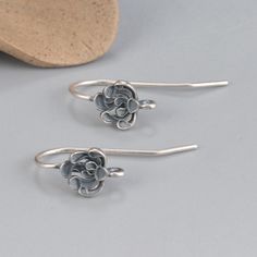 Silver Daisy Flower Earring Hooks, s925 Silver Earring Hooks For Jewelry Making, Flower Earring Hooks with Loop, Flower Ear wire material：925 silver size: 8X24mm    1.35g Delicate Sterling Silver Flower Earrings For Jewelry Making, Delicate Sterling Silver Flower Earrings With Ear Wire, Flower Shaped Earrings With Lever Back, Silver Flower Earrings With Lever Back Ear Wires, Flower-shaped Lever Back Earrings, Silver Sterling Flower Earrings With Lever Back, Flower Ear, Flower Earring, Earring Hooks